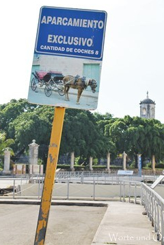 Parkplatz für Pferdekutschen in Havanna