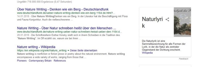 Google Suchergebnis für den Begriff Natur Writing